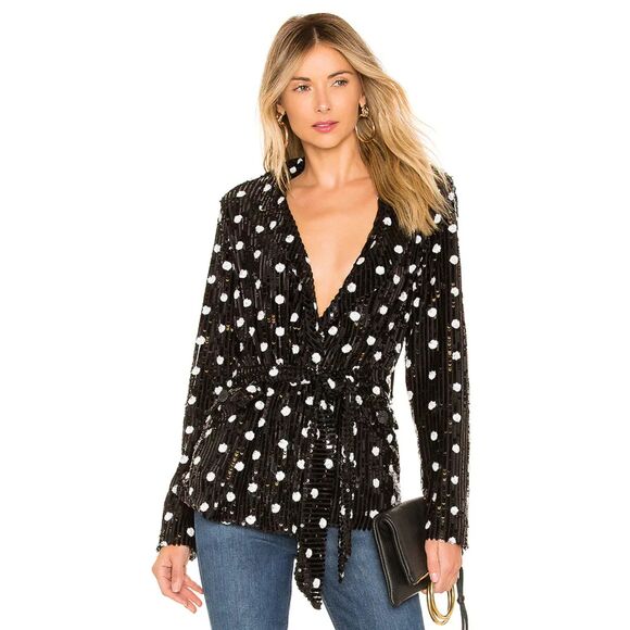 House of Harlow 1960 Jackets & Blazers - House of Harlow 1960 x Revolve Otto Blazer in Black White Polka Dots Sequins S